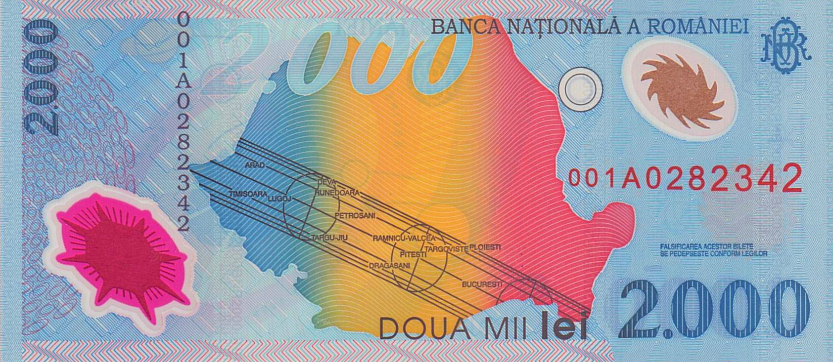 Romania 2000 1999 UNC P-111/b<b>[Prefix: 00A]<b?